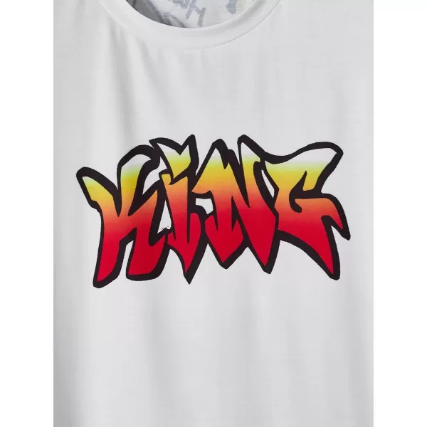 WDIRARA Men's Two Tone Cartoon Graphic Print Short Sleeve T Shirt Round Neck Tee