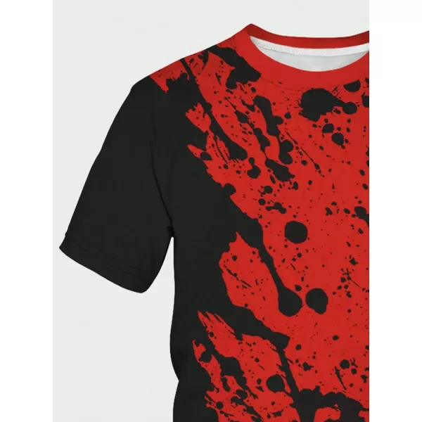 WDIRARA Men's Two Tone Cartoon Graphic Print Short Sleeve T Shirt Round Neck Tee