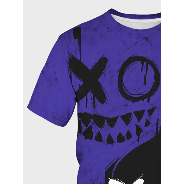 WDIRARA Men's Two Tone Cartoon Graphic Print Short Sleeve T Shirt Round Neck Tee