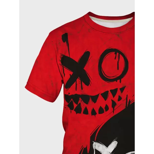WDIRARA Men's Two Tone Cartoon Graphic Print Short Sleeve T Shirt Round Neck Tee
