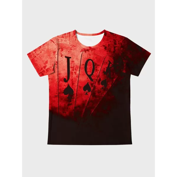 WDIRARA Men's Two Tone Cartoon Graphic Print Short Sleeve T Shirt Round Neck Tee