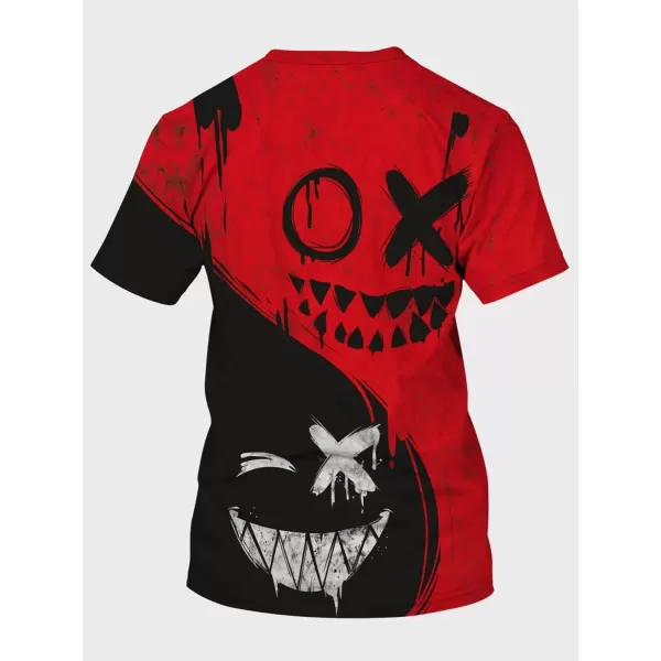 WDIRARA Men's Two Tone Cartoon Graphic Print Short Sleeve T Shirt Round Neck Tee