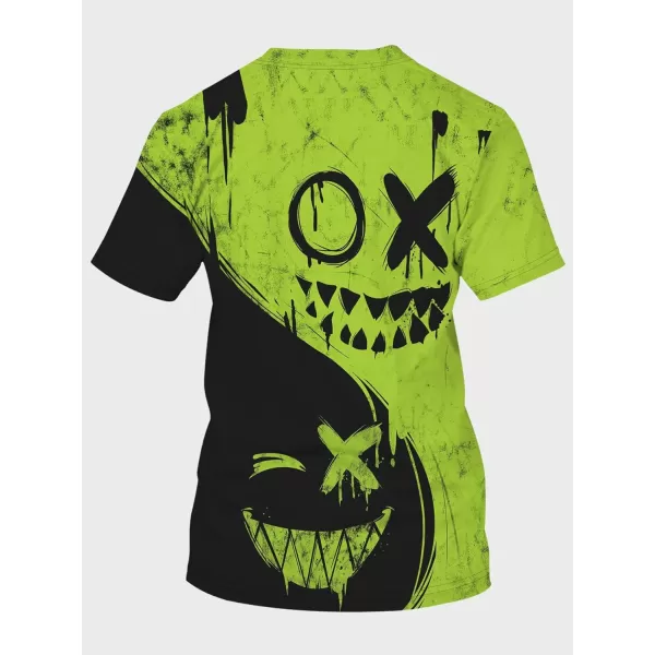 WDIRARA Men's Two Tone Cartoon Graphic Print Short Sleeve T Shirt Round Neck Tee
