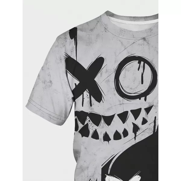 WDIRARA Men's Two Tone Cartoon Graphic Print Short Sleeve T Shirt Round Neck Tee