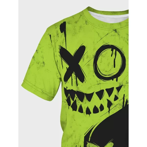 WDIRARA Men's Two Tone Cartoon Graphic Print Short Sleeve T Shirt Round Neck Tee