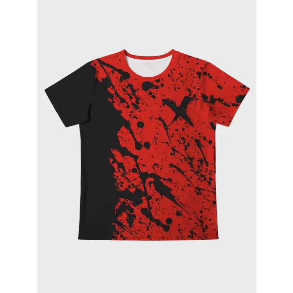 WDIRARA Men's Two Tone Cartoon Graphic Print Short Sleeve T Shirt Round Neck Tee