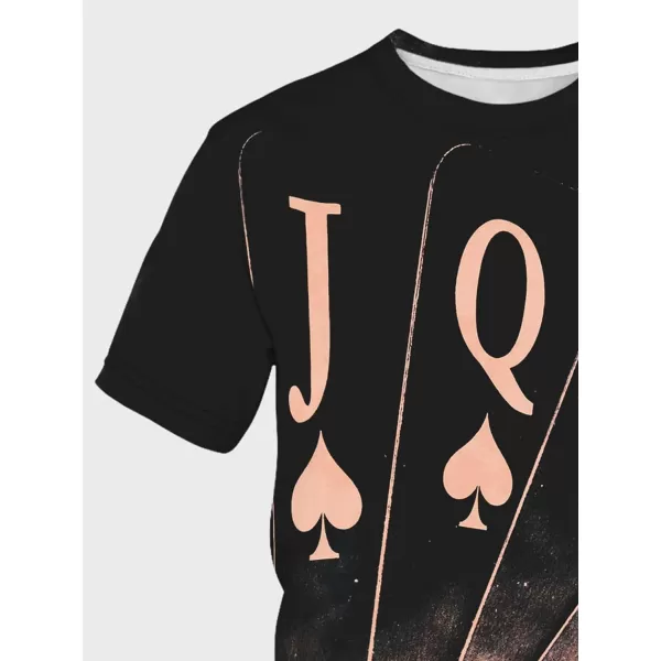 WDIRARA Men's Two Tone Cartoon Graphic Print Short Sleeve T Shirt Round Neck Tee