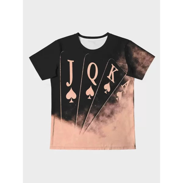 WDIRARA Men's Two Tone Cartoon Graphic Print Short Sleeve T Shirt Round Neck Tee