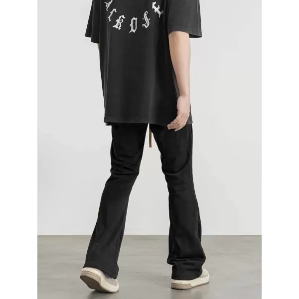 WDIRARA Men's Wide Leg Flare Sweatpants Drawstring Trousers High Waisted Casual Outdoor Sweatpants with Pockets
