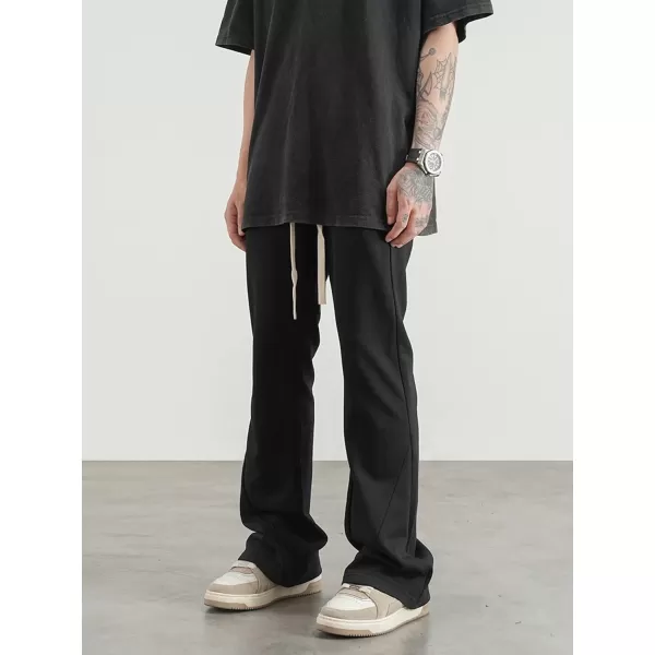 WDIRARA Men's Wide Leg Flare Sweatpants Drawstring Trousers High Waisted Casual Outdoor Sweatpants with Pockets