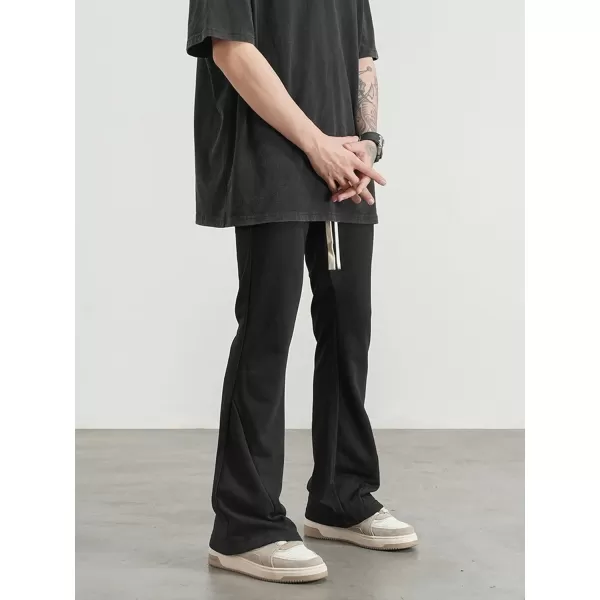 WDIRARA Men's Wide Leg Flare Sweatpants Drawstring Trousers High Waisted Casual Outdoor Sweatpants with Pockets