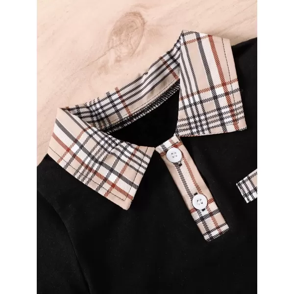 WDIRARA Toddler Boy's 2 Piece Outfit Plaid Short Sleeve Button Polo Shirt and Shorts Set