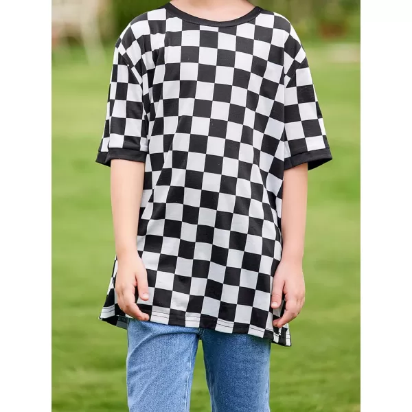 WDIRARA Toddler Boy's Plaid Short Sleeve Round Neck T Shirt Checkered Tops