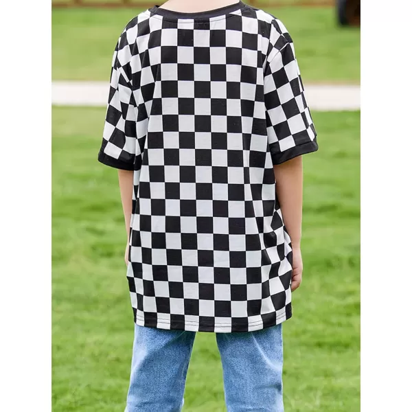 WDIRARA Toddler Boy's Plaid Short Sleeve Round Neck T Shirt Checkered Tops