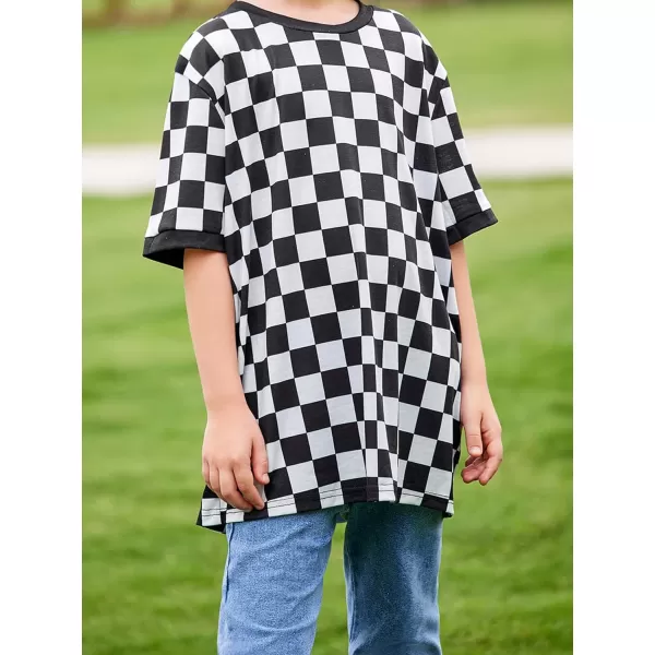 WDIRARA Toddler Boy's Plaid Short Sleeve Round Neck T Shirt Checkered Tops