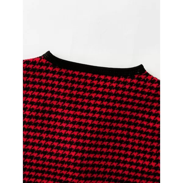 WDIRARA Toddler Girl's 2 Piece Houndstooth Button Front Long Sleeve Round Neck Jacket and Skirt Outfits Set
