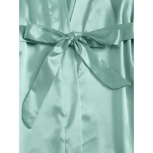 WDIRARA Women' Silk Satin Pajamas Set 4pcs Lingerie Floral Lace Cami Sleepwear with Robe