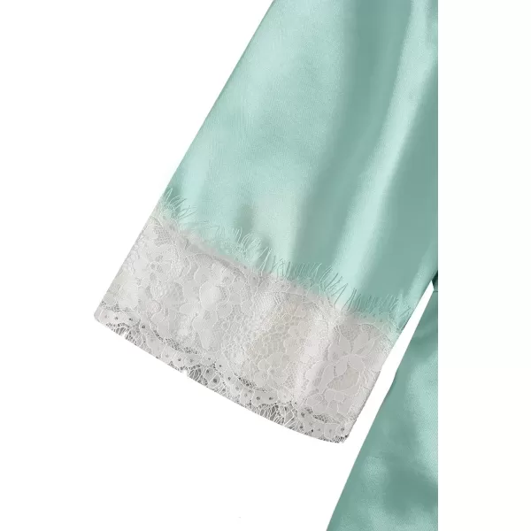 WDIRARA Women' Silk Satin Pajamas Set 4pcs Lingerie Floral Lace Cami Sleepwear with Robe