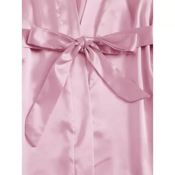 WDIRARA Women' Silk Satin Pajamas Set 4pcs Lingerie Floral Lace Cami Sleepwear with Robe