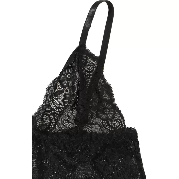 WDIRARA Women' Silk Satin Pajamas Set 4pcs Lingerie Floral Lace Cami Sleepwear with Robe