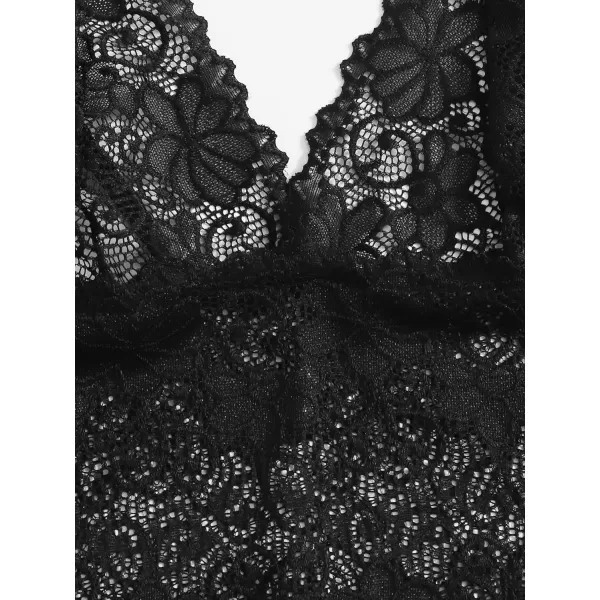WDIRARA Women' Silk Satin Pajamas Set 4pcs Lingerie Floral Lace Cami Sleepwear with Robe