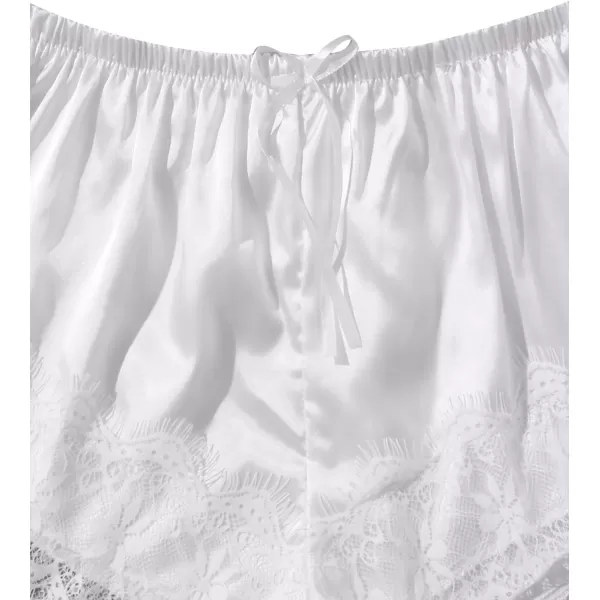 WDIRARA Women' Silk Satin Pajamas Set 4pcs Lingerie Floral Lace Cami Sleepwear with Robe