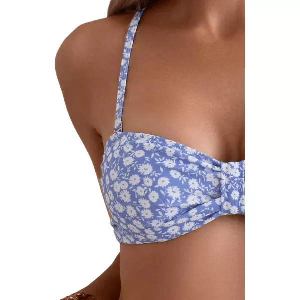 WDIRARA Women's 2 Piece Floral Print Swimsuit Sleeveless Underwire Bra High Cut Bikini Set
