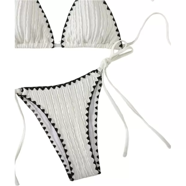 WDIRARA Women's 2 Piece Swimsuits Halter String Triangle Bikini Set Fish Scale Print Beach Bathing Suit