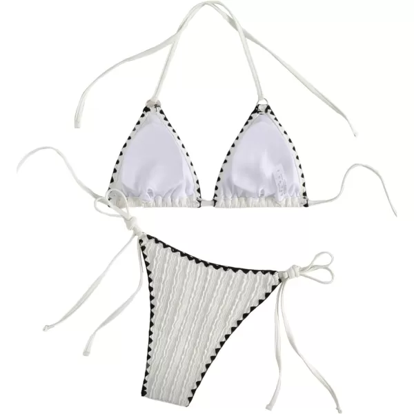 WDIRARA Women's 2 Piece Swimsuits Halter String Triangle Bikini Set Fish Scale Print Beach Bathing Suit