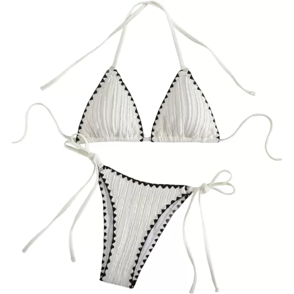 WDIRARA Women's 2 Piece Swimsuits Halter String Triangle Bikini Set Fish Scale Print Beach Bathing Suit