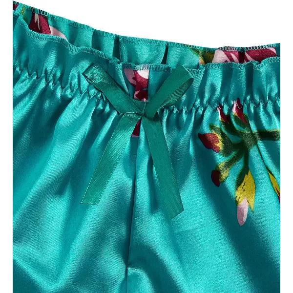 WDIRARA Women's 2Pcs Floral Lace Cami Top with Shorts Sleepwear Pajama Set