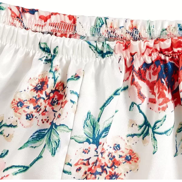 WDIRARA Women's 2Pcs Floral Lace Cami Top with Shorts Sleepwear Pajama Set