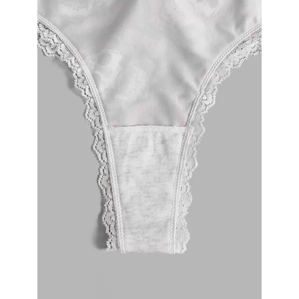 WDIRARA Women's 3 Pack Skull Graphic Print Lace Trim Underwear Panty Set