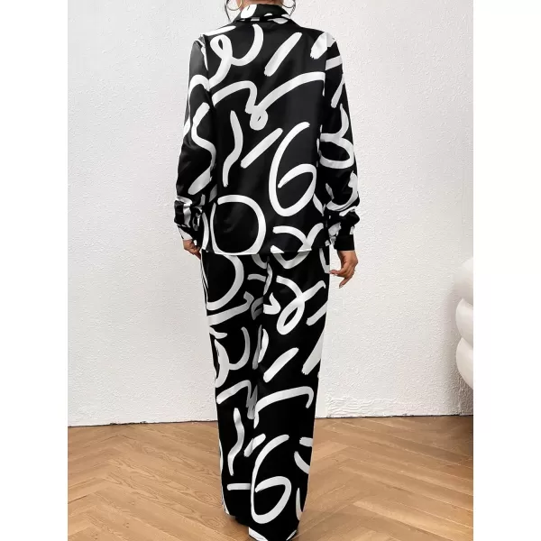 WDIRARA Women's 3 Piece Outfits Colorblock Button Front Shirt and Cami Top with Wide Leg Pants