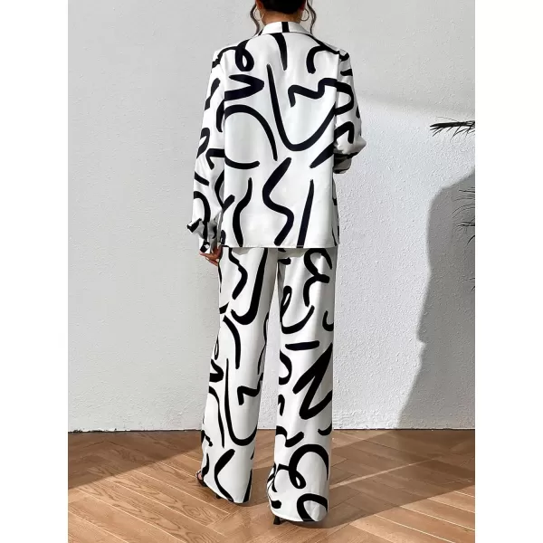 WDIRARA Women's 3 Piece Outfits Colorblock Button Front Shirt and Cami Top with Wide Leg Pants