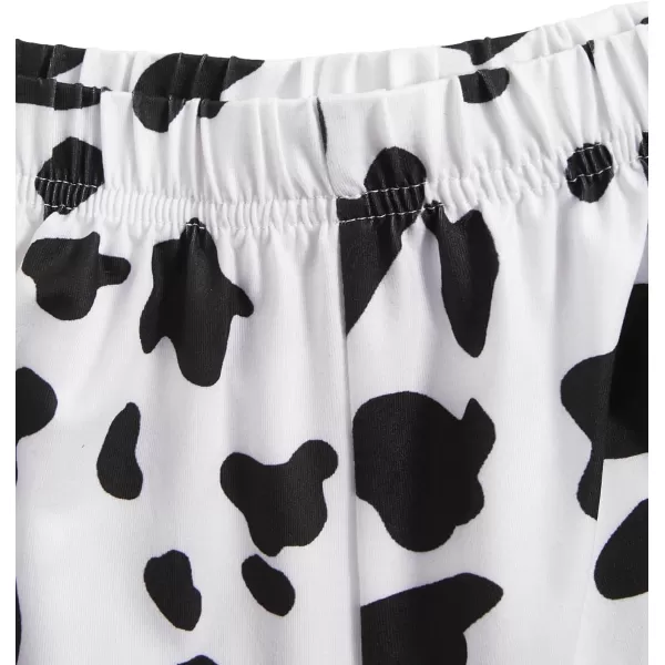 WDIRARA Women's 3 Piece Sleepwear Cow Print Short Sleeve Round Neck Tee Top and Shorts Pajamas Set with Pants