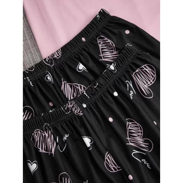 WDIRARA Women's 3 Piece Sleepwear Cow Print Short Sleeve Round Neck Tee Top and Shorts Pajamas Set with Pants