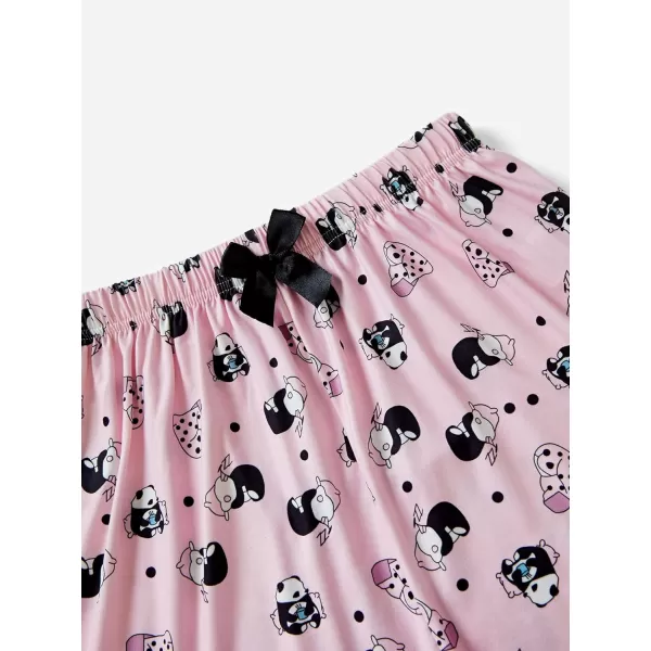 WDIRARA Women's 3 Piece Sleepwear Cow Print Short Sleeve Round Neck Tee Top and Shorts Pajamas Set with Pants