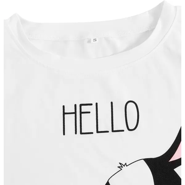 WDIRARA Women's 3 Piece Sleepwear Cow Print Short Sleeve Round Neck Tee Top and Shorts Pajamas Set with Pants