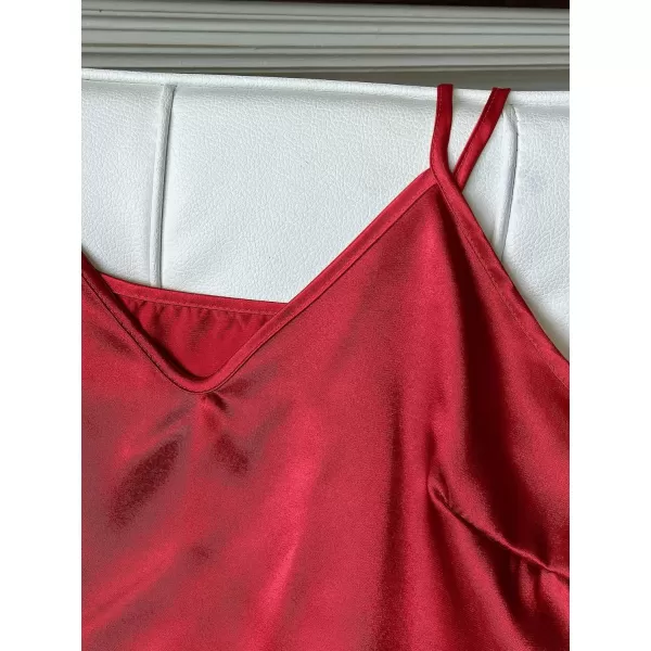 WDIRARA Women's 3 Pieces Satin Sleepwear Cami Top and Ruffle Shorts Pajama Set