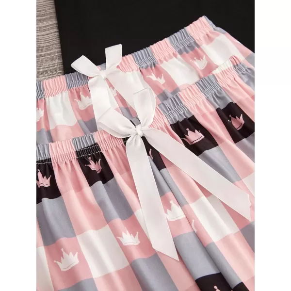 WDIRARA Women's 3 Pieces Sleepwear Cartoon Cow Print Top and Shorts with Pants Pajama Set