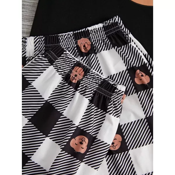 WDIRARA Women's 3 Pieces Sleepwear Cartoon Cow Print Top and Shorts with Pants Pajama Set