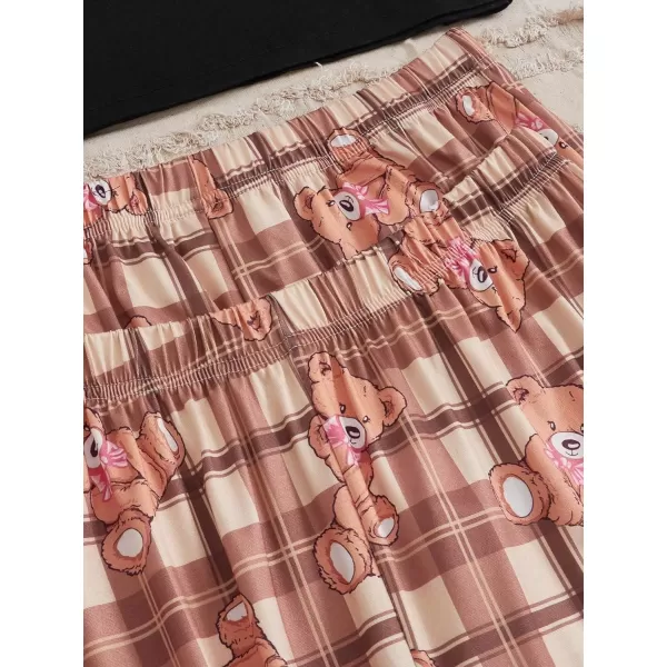 WDIRARA Women's 3 Pieces Sleepwear Cartoon Cow Print Top and Shorts with Pants Pajama Set