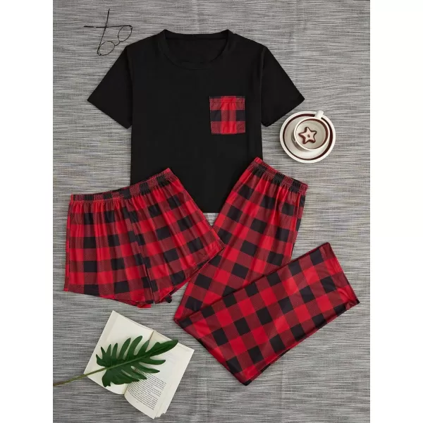 WDIRARA Women's 3 Pieces Sleepwear Cartoon Cow Print Top and Shorts with Pants Pajama Set