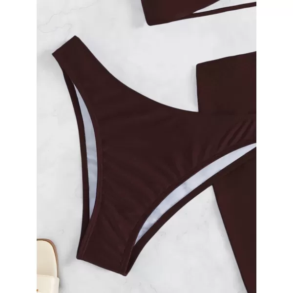 WDIRARA Women's 3 Pieces Snakeskin Print Color Block Halter Bikini Swimsuit with Beach Skirt