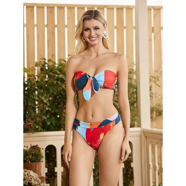 WDIRARA Women's 3 Pieces Snakeskin Print Color Block Halter Bikini Swimsuit with Beach Skirt