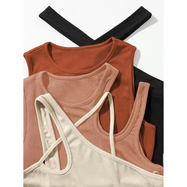 WDIRARA Women's 4 Pieces Cutout Crisscross Asymmetrical Rib Knit Skinny Bodysuit