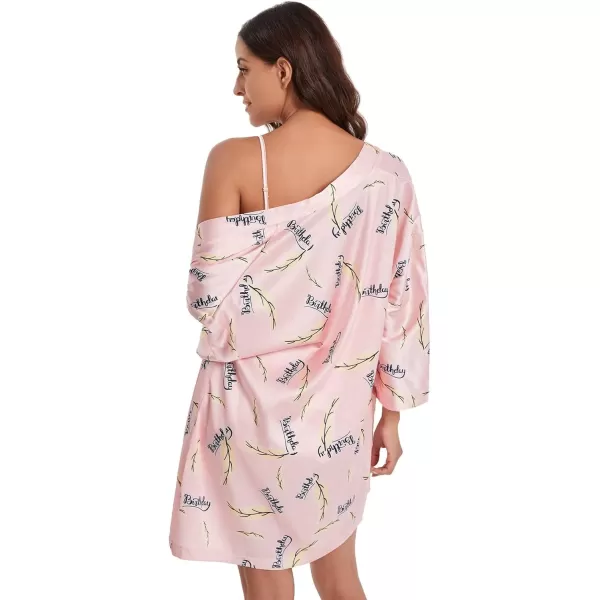 WDIRARA Women's 4 pcs Floral Print Satin Dress Cami Shorts Pajama Set with Robe