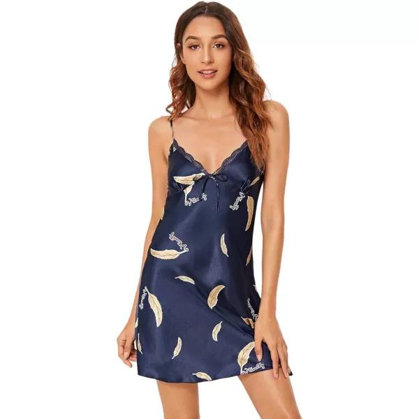 WDIRARA Women's 4 pcs Floral Print Satin Dress Cami Shorts Pajama Set with Robe