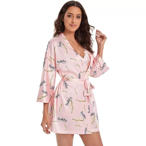 WDIRARA Women's 4 pcs Floral Print Satin Dress Cami Shorts Pajama Set with Robe